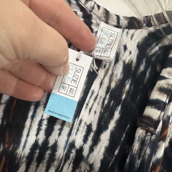 Suzie Blue Bali Kimono Open Front One Size Tie Dye Swim Cover Vacation Boho NEW - Picture 5 of 6